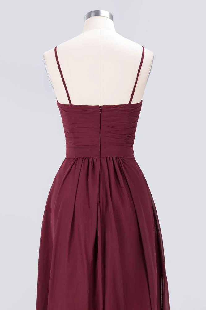 Spaghetti-Straps Backless Bridesmaid Dress Ruffles Chiffon Wedding Party Dress - Image 6