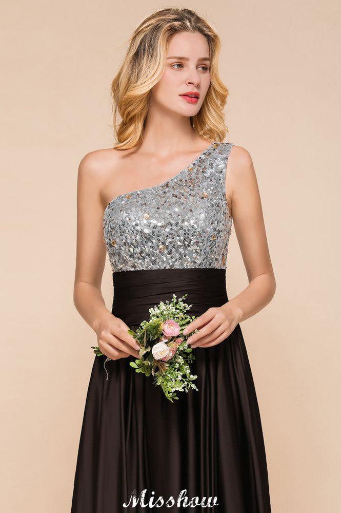 Sparkly Sequin Bridesmaid Dress One Shoulder Maxi Evening Dress Wedding party Dress - Image 6
