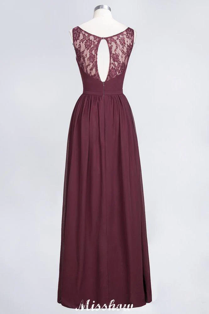 Stylish V-Neck aline Evening Maxi Gown Chiffon Sleeveless Bridesmaid Dress Burgundy - Image 10