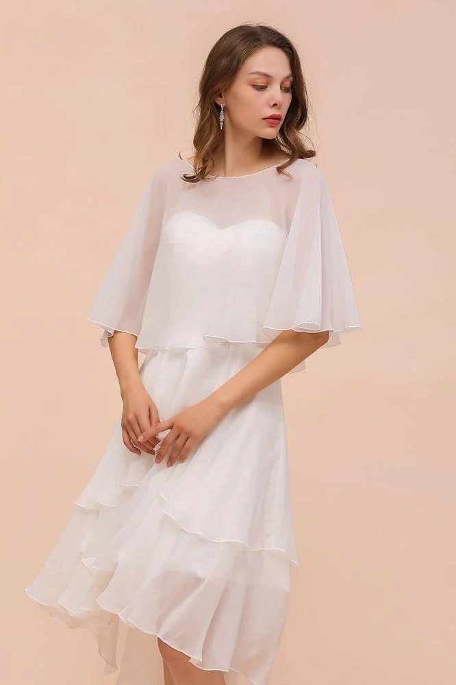 Sweetheart Mini Chiffon Dress with Wraps Simple Beach Bridesmaid Dress for Bride - Image 7