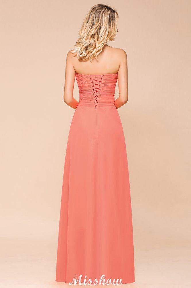 Sweetheart Strapless Ruffle Bridesmaid Dress Chiffon Long Maid of Honor Dress - Image 2