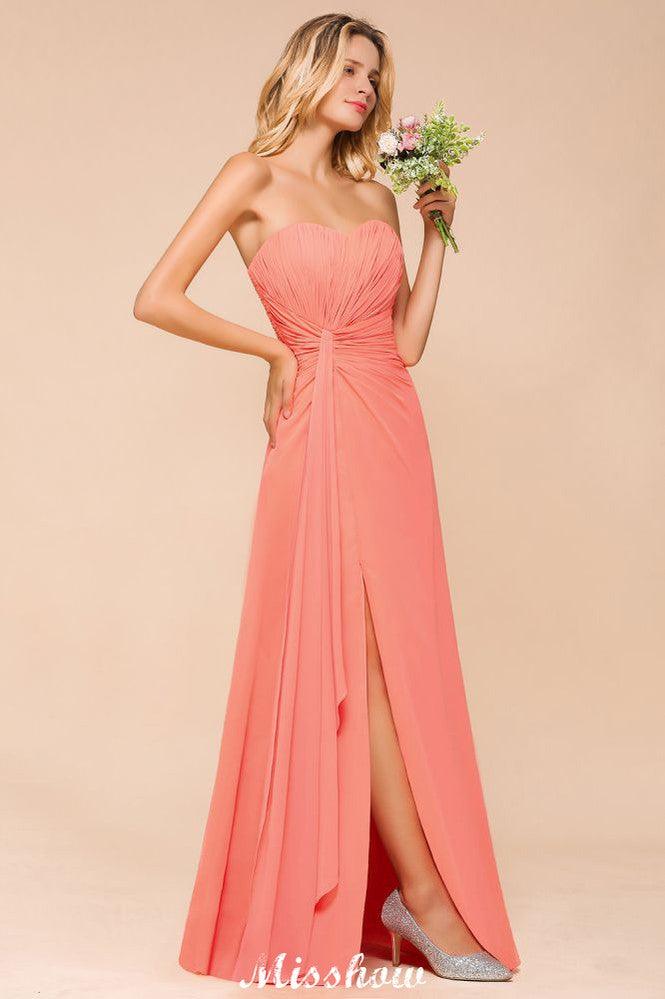 Sweetheart Strapless Ruffle Bridesmaid Dress Chiffon Long Maid of Honor Dress - Image 6