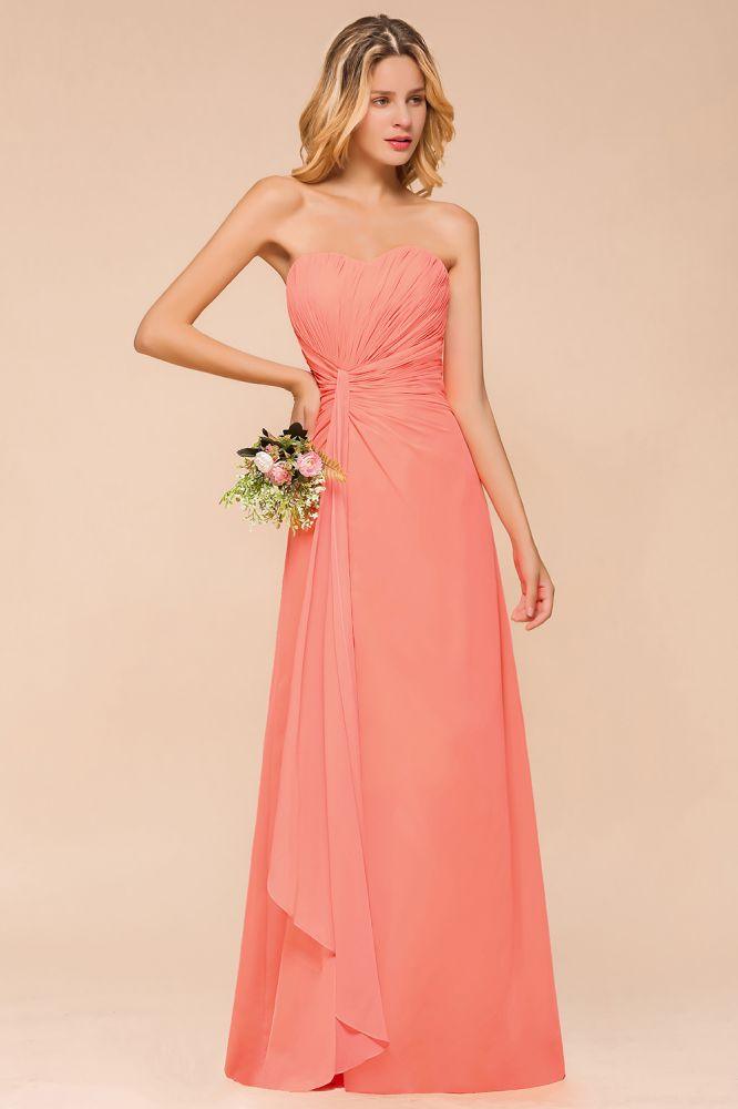 Sweetheart Strapless Ruffle Bridesmaid Dress Chiffon Long Maid of Honor Dress - Image 7