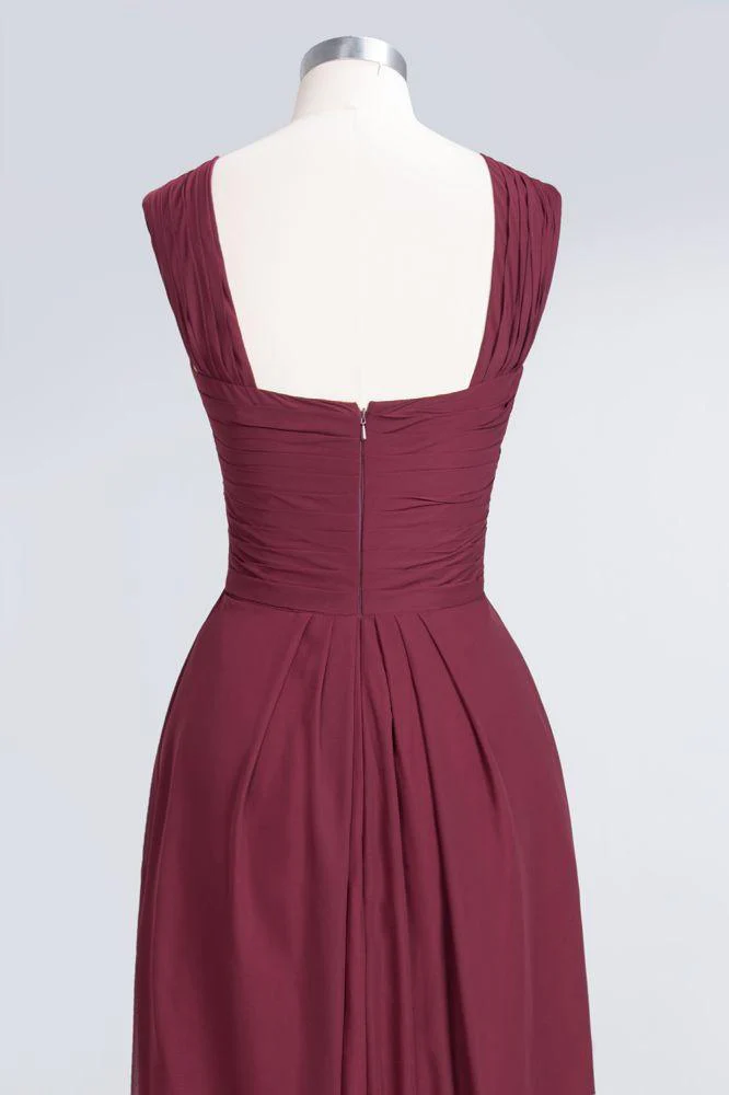V-Neck Straps Sleeveless Floor-Length Bridesmaid Dress with Ruffles - Image 7